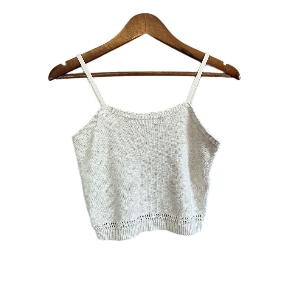 Arizona Jean Company Cream Knit Crop Tank 100% Cotton